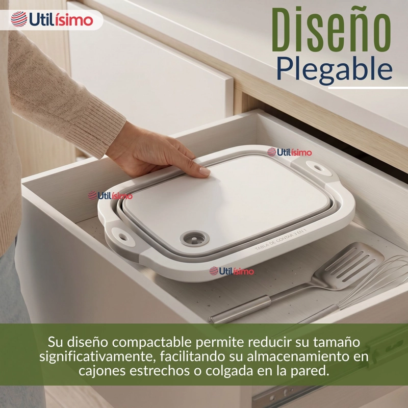 TABLA DE PICAR PLEGABLE 3 EN 1 DRENAJE MULTIUSO COCINA SILICONA - 6