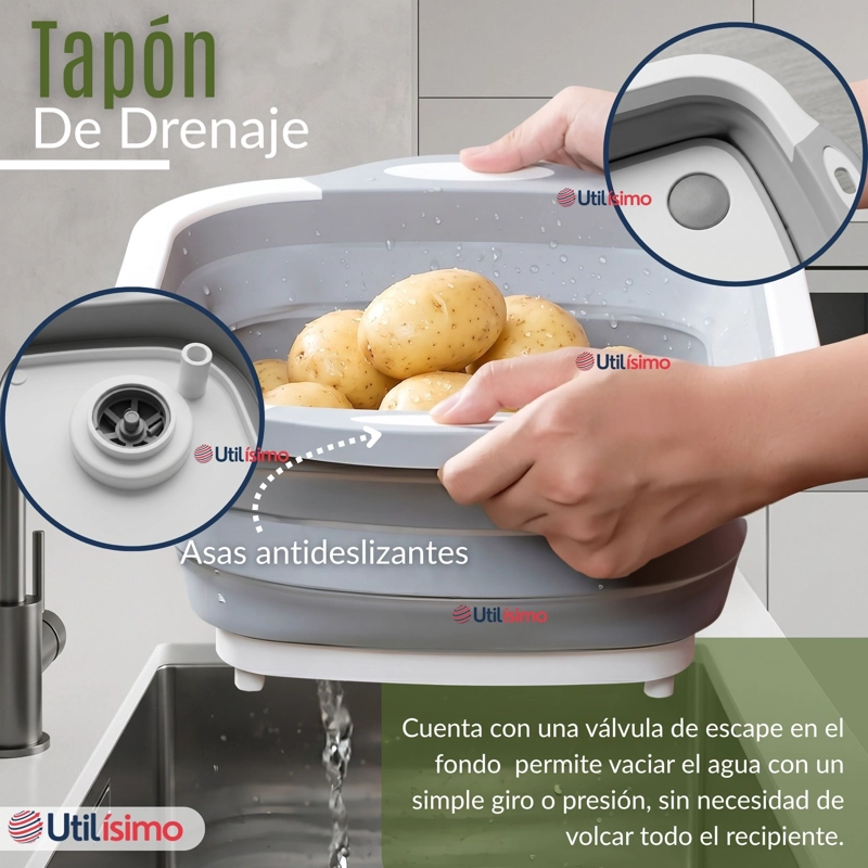 TABLA DE PICAR PLEGABLE 3 EN 1 DRENAJE MULTIUSO COCINA SILICONA - 7