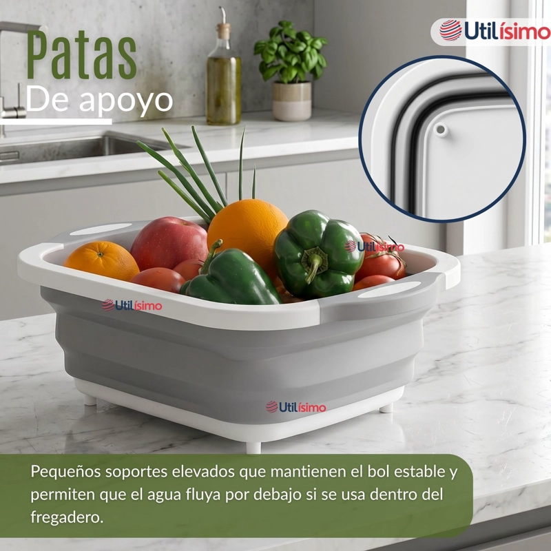 TABLA DE PICAR PLEGABLE 3 EN 1 DRENAJE MULTIUSO COCINA SILICONA - 8