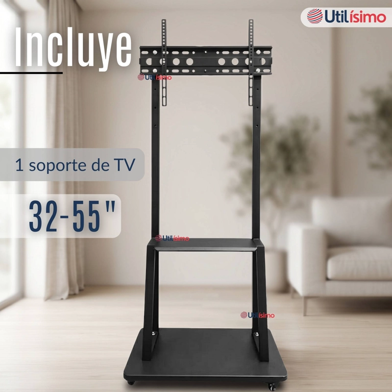 SOPORTE BASE TV MOVIL CON RUEDAS 32 A 55 PULGADAS 55KG SOPORTE PORTATIL - 2