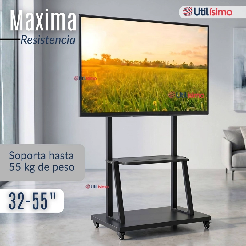 SOPORTE BASE TV MOVIL CON RUEDAS 32 A 55 PULGADAS 55KG SOPORTE PORTATIL - 7