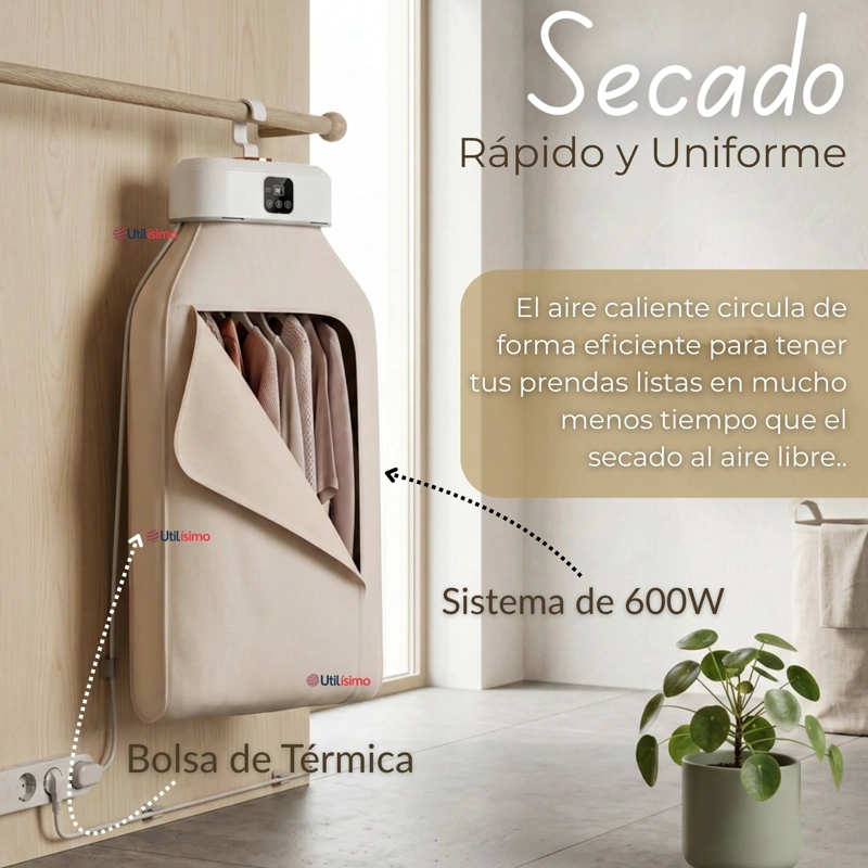 SECADORA ROPA PORTATIL COMPACTO ELECTRICO BAJO CONSUMO 900W - 1000W - 5