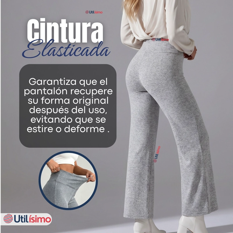 CALZA POLAR CON CHIPORRO PALAZZO MUJER ELASTICADA TERMICA GRIS MELANGE - 7