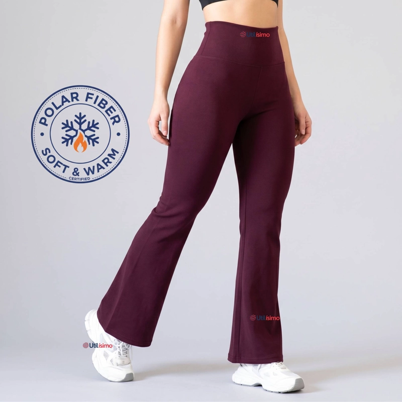 CALZA POLAR CON CHIPORRO PALAZZO MUJER ELASTICADA TERMICA BURDEO - 1