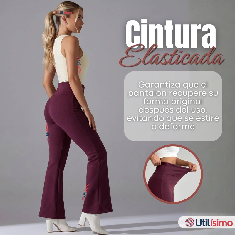 CALZA POLAR CON CHIPORRO PALAZZO MUJER ELASTICADA TERMICA BURDEO - 7