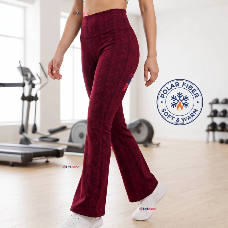 PANTALON POLAR CON CHIPORRO PALAZZO MUJER ELASTICADA TERMICA BURDEO JEANS - 1