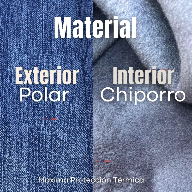 PANTALON POLAR CON CHIPORRO PALAZZO MUJER ELASTICADA TERMICA AZUL JEANS - 6