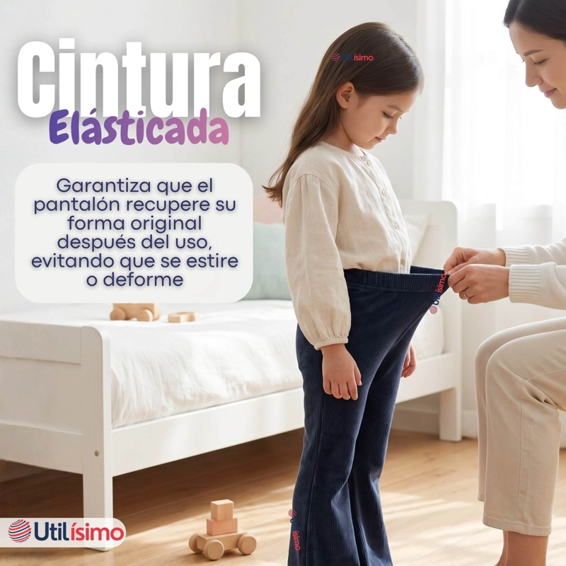 PANTALON PALAZZO NIÑA POLAR CON CHIPORRO ELASTICADA TERMICA NAVY BLUE - 8