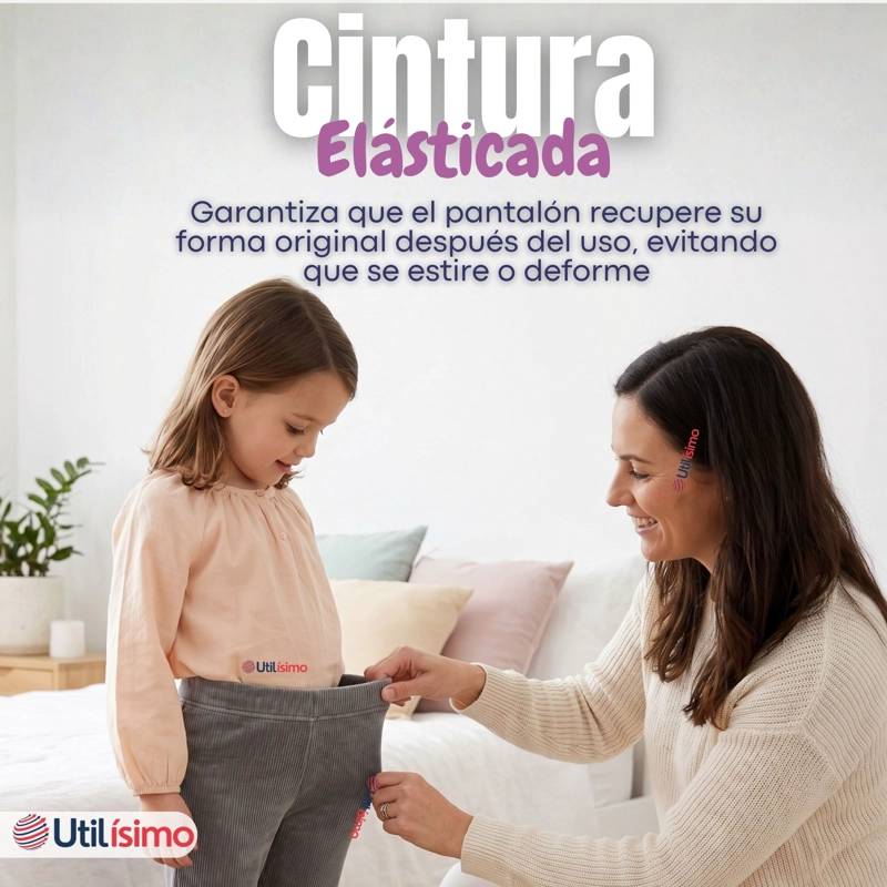 PANTALON PALAZZO NIÑA POLAR CON CHIPORRO ELASTICADA TERMICA GRIS MELANGE - 9