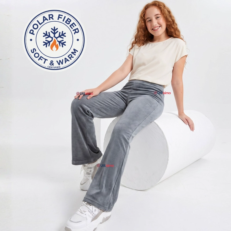 PANTALON PALAZZO POLAR CON CHIPORRO NIÑA JUVENIL ELASTICADA TERMICA MELANGE - 1