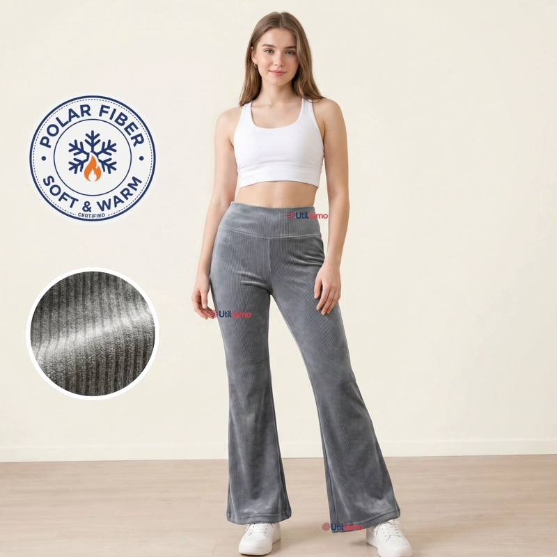 PANTALON PALAZZO POLAR CON CHIPORRO NIÑA JUVENIL ELASTICADA TERMICA MELANGE - 1