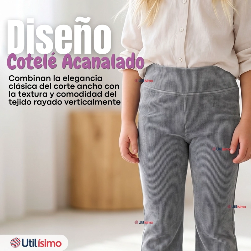 PANTALON PALAZZO POLAR CON CHIPORRO NIÑA JUVENIL ELASTICADA TERMICA MELANGE - 6
