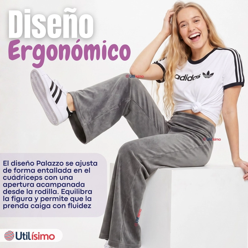 PANTALON PALAZZO POLAR CON CHIPORRO NIÑA JUVENIL ELASTICADA TERMICA MELANGE - 8