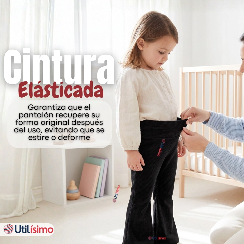 PANTALON PALAZZO POLAR CON CHIPORRO NIÑA ELASTICADA TERMICA NEGRA - 9