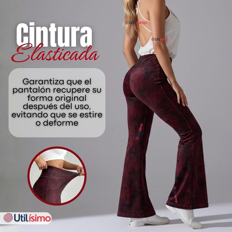 Pantalón Polar Con Chiporro Palazzo Mujer Calza Elasticada Térmica Burdeo - 8