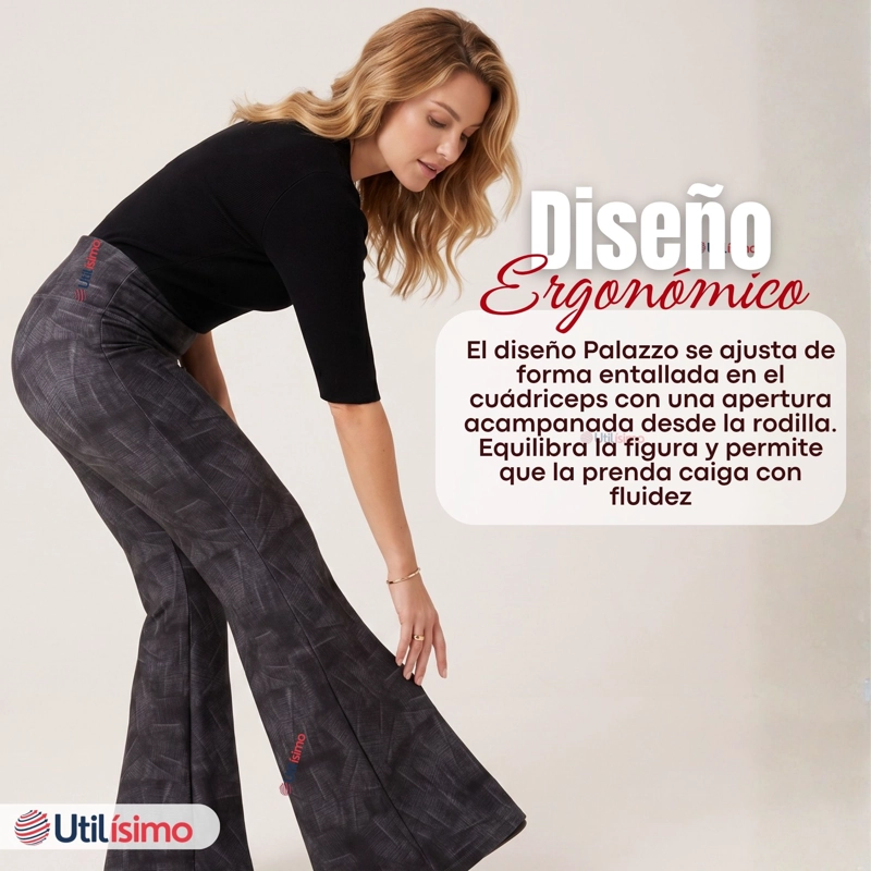 Pantalón Polar Con Chiporro Palazzo Mujer Calza Elasticada Térmica Negra - 9