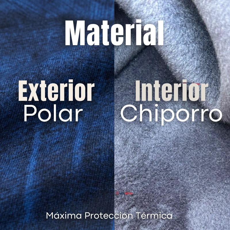 Pantalón Polar Con Chiporro Palazzo Mujer Calza Elasticada Térmica Azul - 6