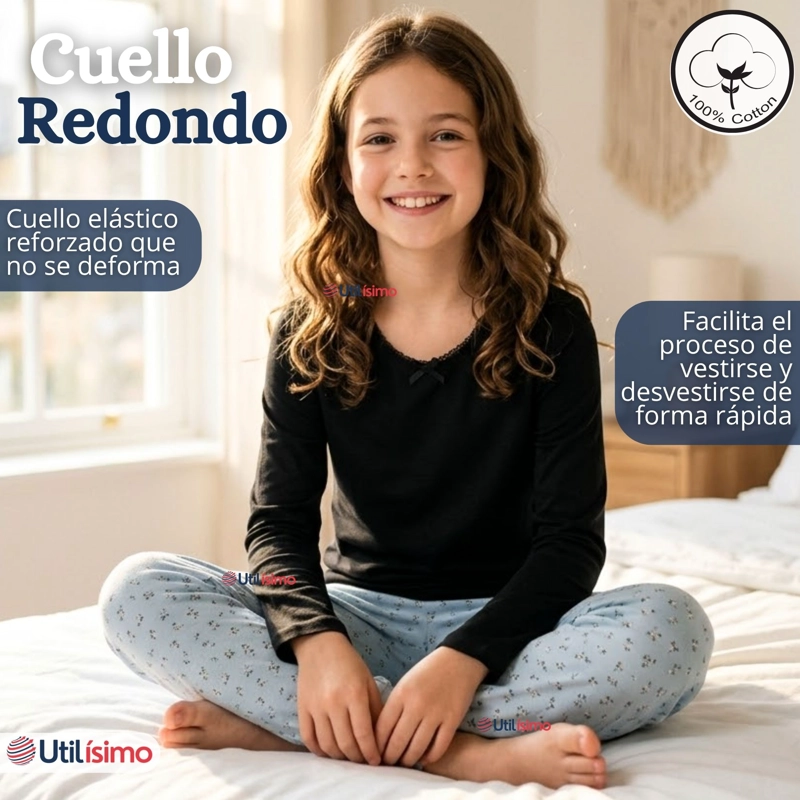 PACK 6 CAMISETAS POLERAS ALGODON BASICA CUELLO REDONDO PRIMERA CAPA MANGA LARGA COLORES SURTIDOS NEG - 8