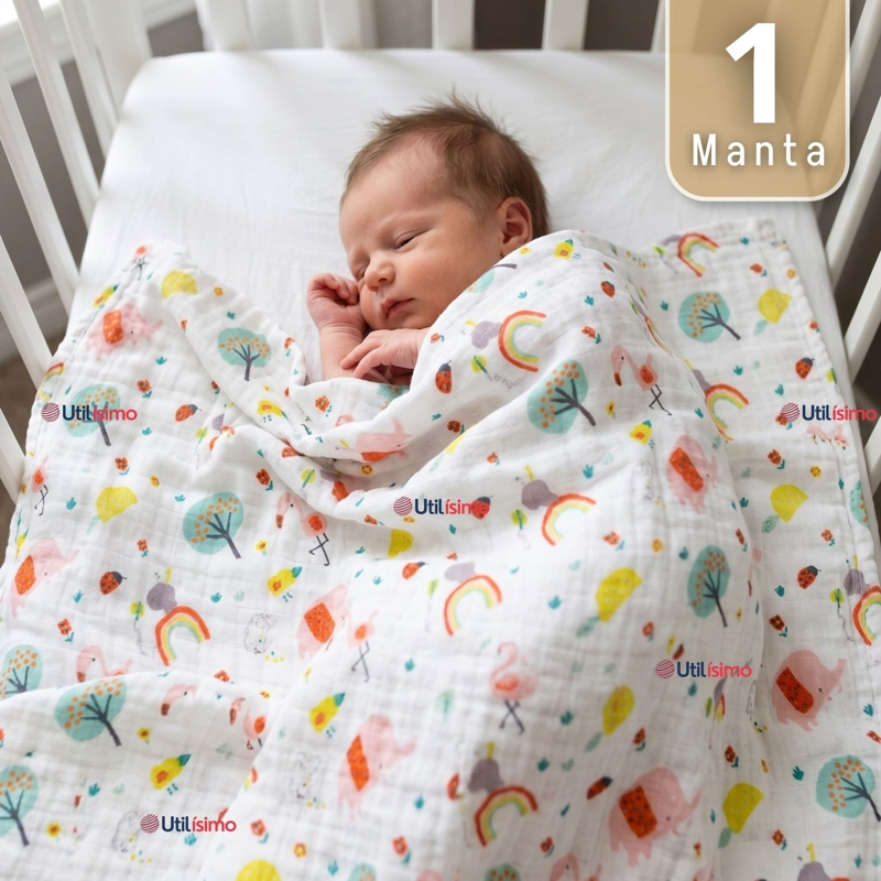 MANTA MUSELINA 70X 70 CM BEBE  NIÑO MULTIUSO 100% ALGODON COLORES SURTIDOS - 1