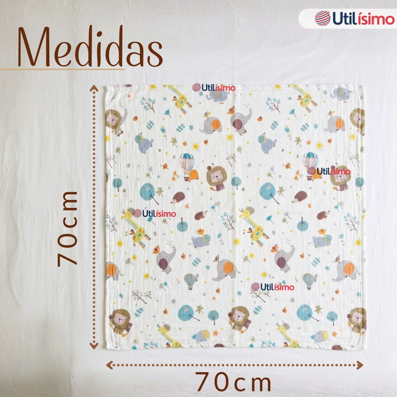 MANTA MUSELINA 70X 70 CM BEBE  NIÑO MULTIUSO 100% ALGODON COLORES SURTIDOS - 4