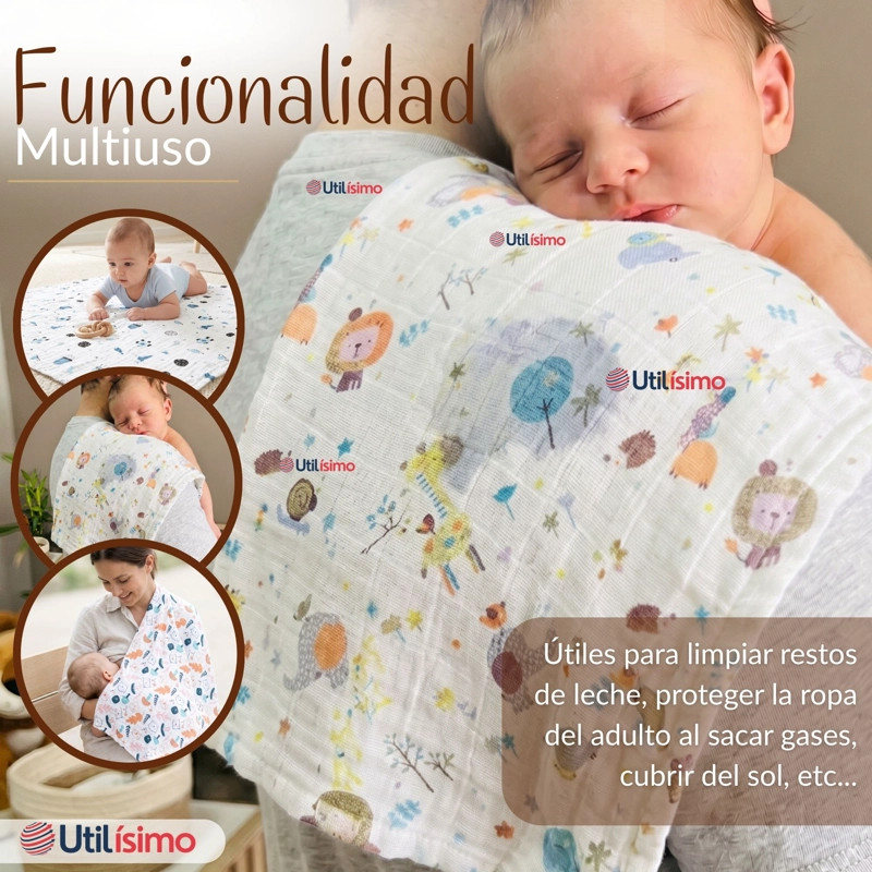 PACK 3 MANTAS MUSELINA 70X 70 CM BEBE  NIÑO MULTIUSO 100% ALGODON COLORES SURTIDOS - 6