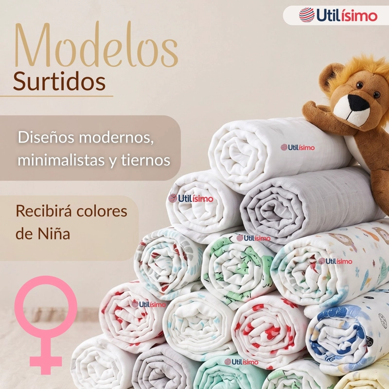 PACK 6 MANTAS MUSELINA 70X 70 CM BEBE  NIÑO MULTIUSO 100% ALGODON COLORES SURTIDOS - 5