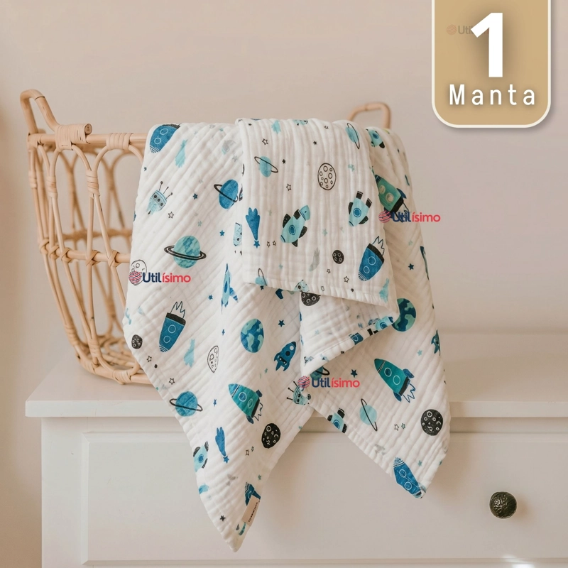 MANTA MUSELINA 70X 70 CM BEBE  NIÑO MULTIUSO 100% ALGODON COLORES SURTIDOS - 1