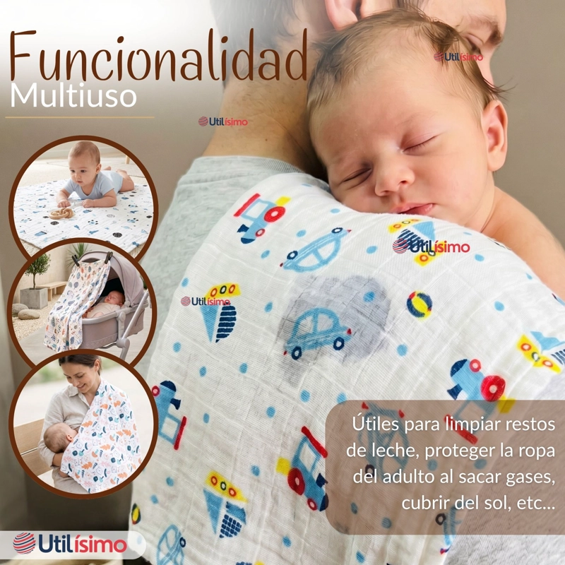 PACK 3 MANTAS MUSELINA 70X 70 CM BEBE  NIÑO MULTIUSO 100% ALGODON COLORES SURTIDOS - 6