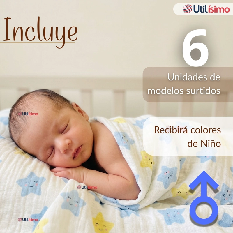 PACK 6 MANTAS MUSELINA 70X 70 CM BEBE  NIÑO MULTIUSO 100% ALGODON COLORES SURTIDOS - 2