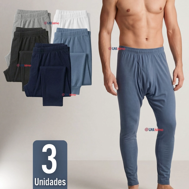 PACK 3 CALZONCILLOS LARGOS POLAR CALZA HOMBRE INVIERNO PRIMERA CAPA - 1