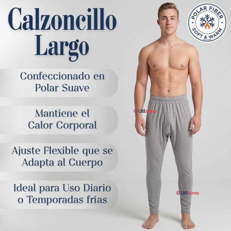 PACK 3 CALZONCILLOS LARGOS POLAR CALZA HOMBRE INVIERNO PRIMERA CAPA - 3
