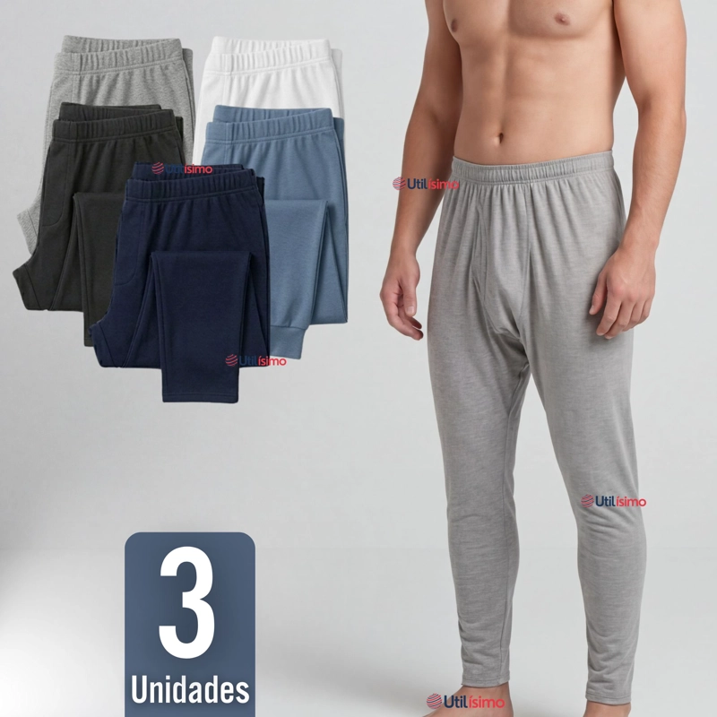PACK 3 CALZONCILLOS LARGOS POLAR CALZA HOMBRE INVIERNO PRIMERA CAPA - 1