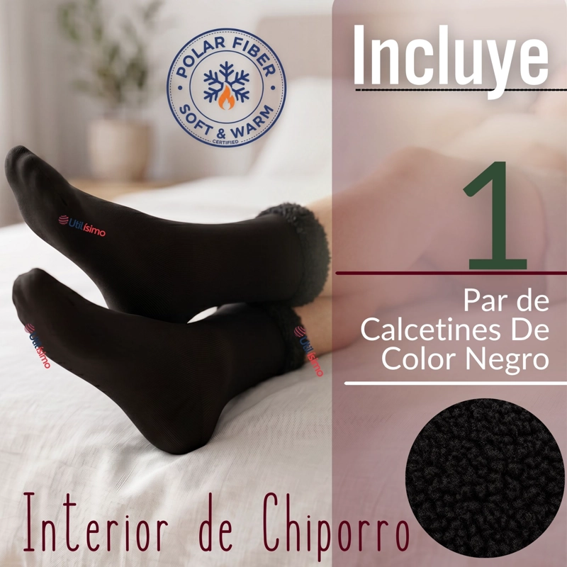 CALCETIN CHIPORRO MUJER ULTRA TERMICO NEGRO INVIERNO POLAR 1 PAR - 2