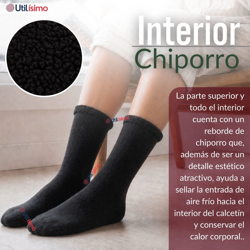 PACK 3 PARES CALCETINES CHIPORRO MUJER ULTRA TERMICO NEGRO INVIERNO POLAR - 9