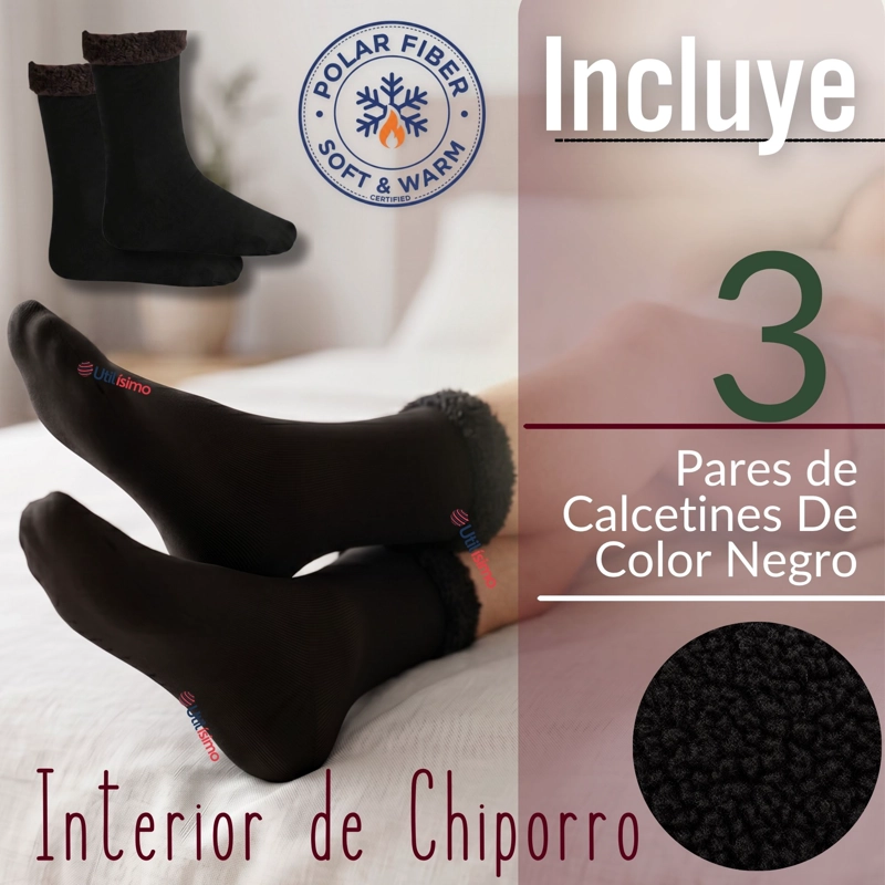 PACK 3 PARES CALCETINES CHIPORRO MUJER ULTRA TERMICO NEGRO INVIERNO POLAR - 2