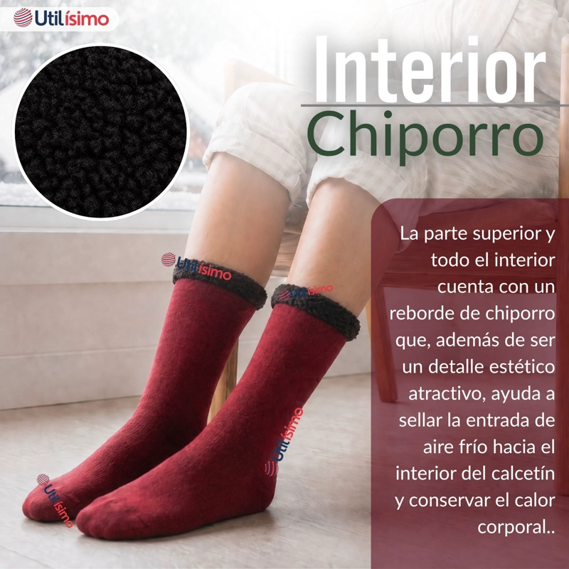 CALCETIN CHIPORRO MUJER SURTIDO ULTRA TERMICO INVIERNO POLAR UNICOLOR 1 PAR - 9