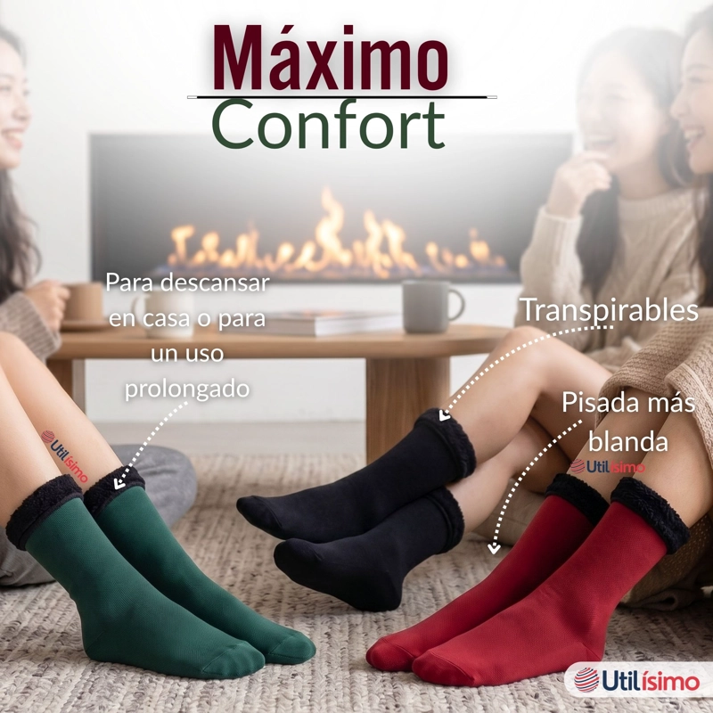 PACK 3 PARES CALCETINES CHIPORRO MUJER SURTIDOS ULTRA TERMICO INVIERNO UNICOLOR POLAR - 8