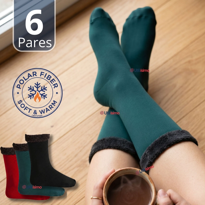 PACK 6 PARES CALCETINES CHIPORRO MUJER SURTIDOS ULTRA TERMICO INVIERNO POLAR UNICOLOR - 1