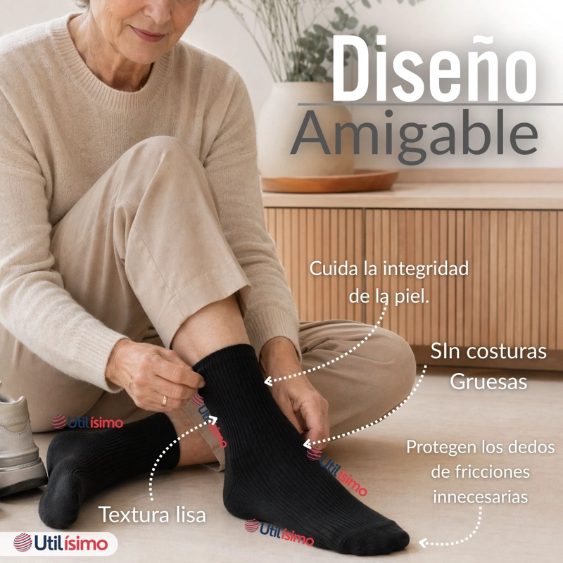 PACK 2 PARES CALCETINES DIABETICOS MUJER ALGODON SUAVE COLORES SURTIDOS PROTECCION - 9