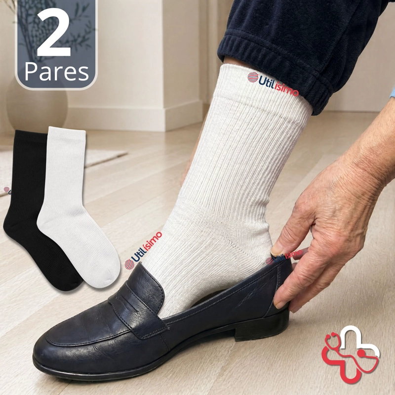 PACK 2 PARES CALCETINES DIABETICOS HOMBRE ALGODON SUAVE COLORES SURTIDOS PROTECCION - 1