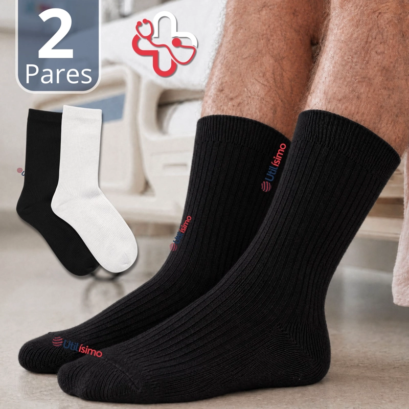 PACK 2 PARES CALCETINES DIABETICOS HOMBRE ALGODON SUAVE COLORES SURTIDOS PROTECCION - 1