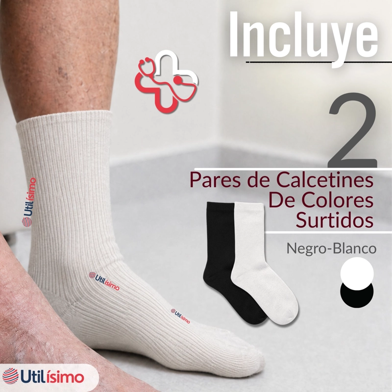 PACK 2 PARES CALCETINES DIABETICOS HOMBRE ALGODON SUAVE COLORES SURTIDOS PROTECCION - 2