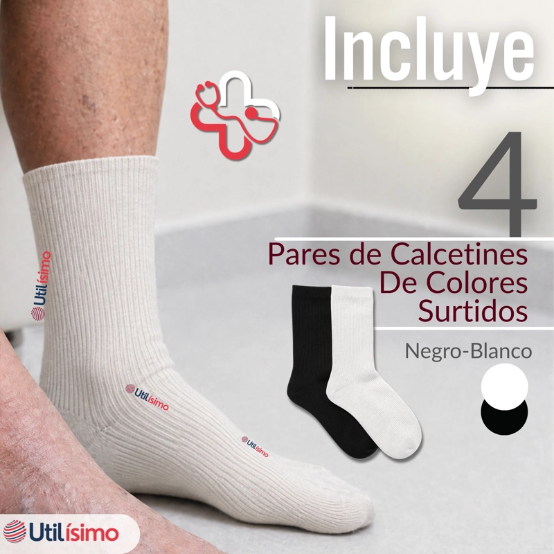 PACK 4 PARES CALCETINES DIABETICOS HOMBRE ALGODON SUAVE COLORES SURTIDOS PROTECCION - 2