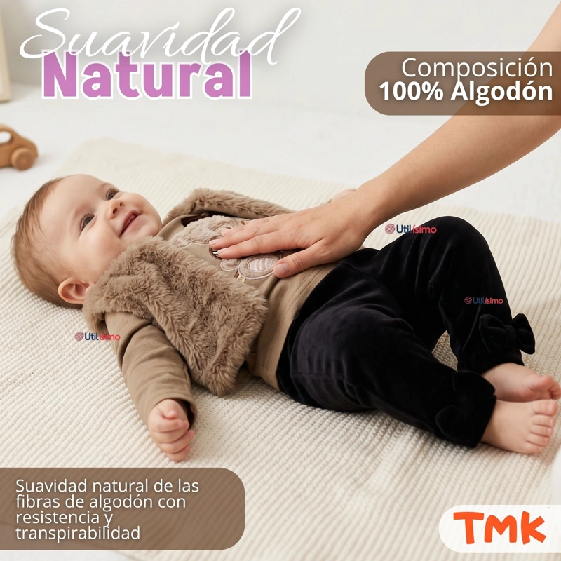 CONJUNTO BUZO POLERA CHALECO 3 PIEZAS BEBE NIÑA TEDMIMAK BEAUTIFUL BEAR - 5