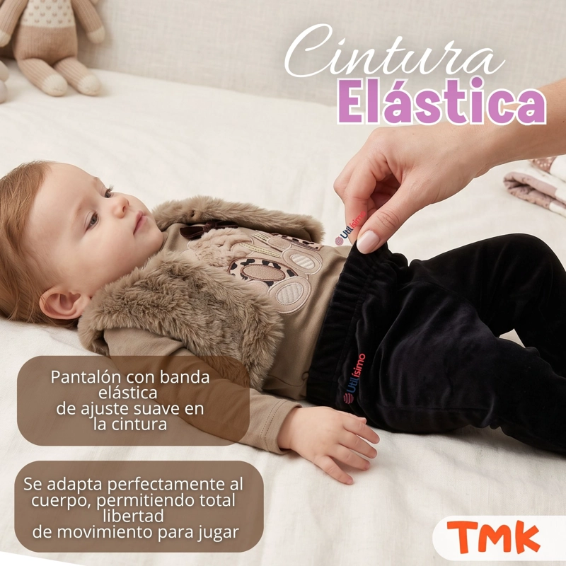 CONJUNTO BUZO POLERA CHALECO 3 PIEZAS BEBE NIÑA TEDMIMAK BEAUTIFUL BEAR - 7