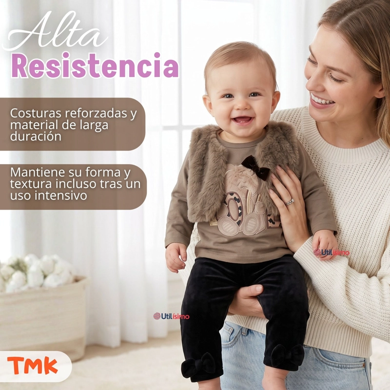 CONJUNTO BUZO POLERA CHALECO 3 PIEZAS BEBE NIÑA TEDMIMAK BEAUTIFUL BEAR - 8