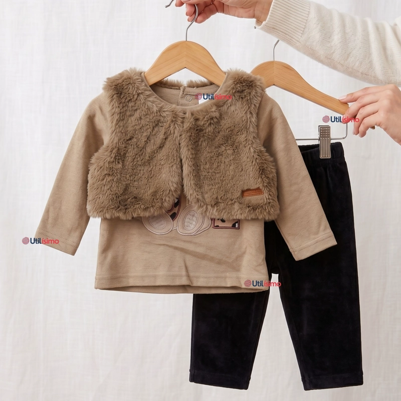 CONJUNTO BUZO POLERA CHALECO 3 PIEZAS BEBE NIÑA TEDMIMAK BEAUTIFUL BEAR - 1