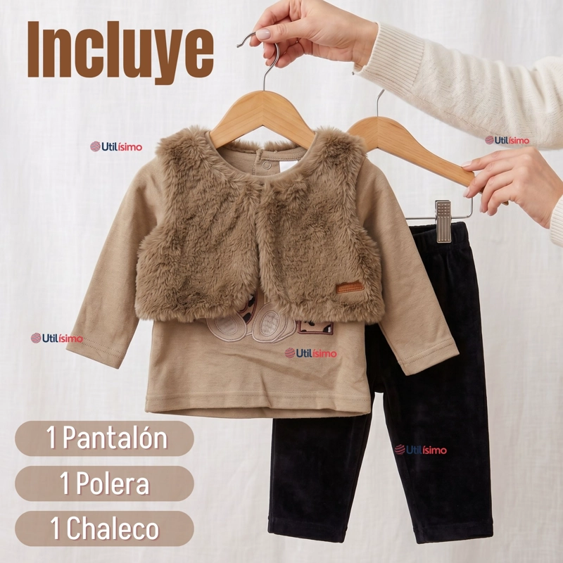 CONJUNTO BUZO POLERA CHALECO 3 PIEZAS NIÑA TEDMIMAK PRETTY BEAR - 2