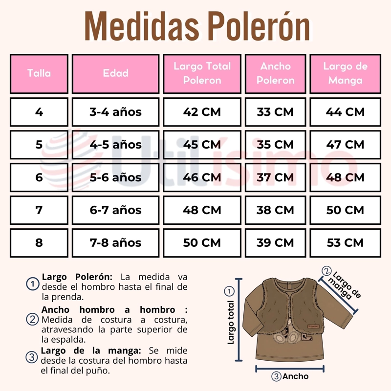 CONJUNTO BUZO POLERA CHALECO 3 PIEZAS NIÑA TEDMIMAK PRETTY BEAR - 3