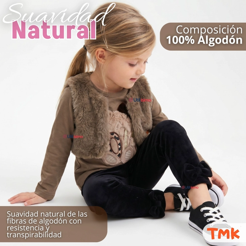 CONJUNTO BUZO POLERA CHALECO 3 PIEZAS NIÑA TEDMIMAK PRETTY BEAR - 5